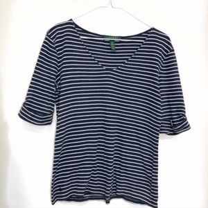 Ralph Lauren Striped Navy White Quarter …
